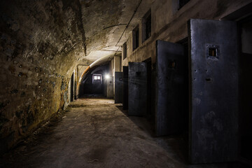 Old dark creepy abandoned prison castle