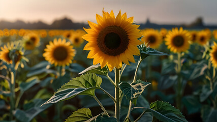sunflower field in the summer