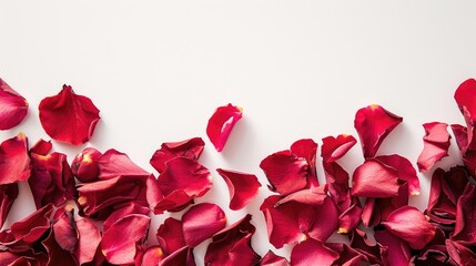 Rose petals against a white backdrop