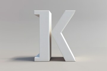 Plain white surface with the letter K displayed prominently