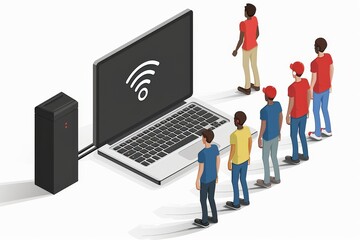 Group discussion around modern network server technology, illustrating collaborative efforts in tech innovation and system management