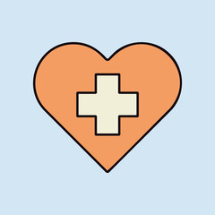 Cross inside heart vector icon. Medical sign