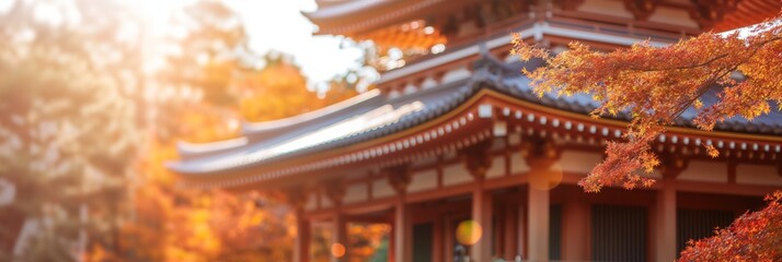 A traditional Japanese temple amidst vibrant autumn colors, reflecting a blend of culture and natural beauty