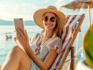 woman wearing glasses having rest, talking phone isolated bright color background. Tourist travel concept