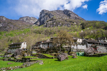 Fototapeta premium Fontana Village view in Val Bavona of Switzerland
