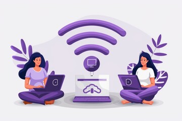 Woman enjoying seamless digital connectivity with her laptop in a garden, highlighting the blend of technology and nature