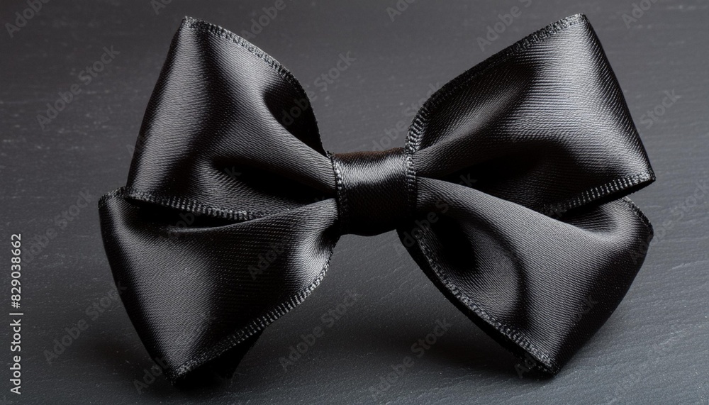 Wall mural black satin bow on a black background close up