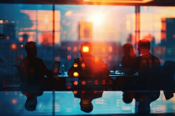 Team collaboration in office meeting for business project.