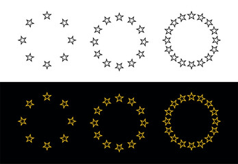 Icon of golden stars in a semicircle or around. Symbol of status or endurance. An attribute of quality or rating.