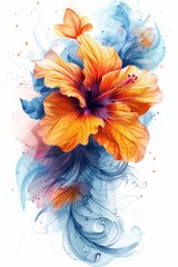 Elegant Flower Painting on White Background