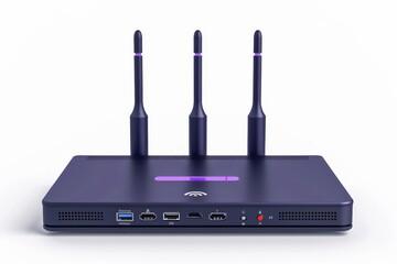 Modern wireless router with multiple antennas, emphasizing the power and range of current wireless technology