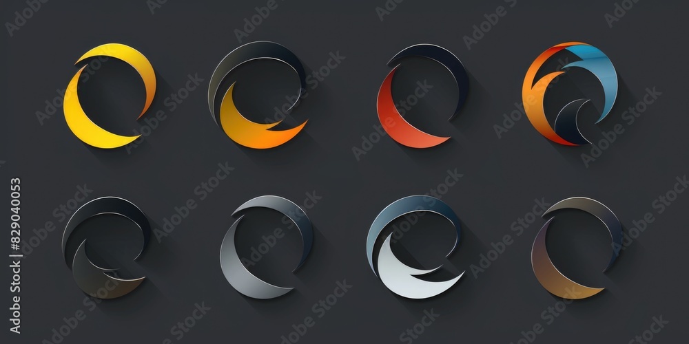 Poster six different colored abstract shapes, versatile for various design projects