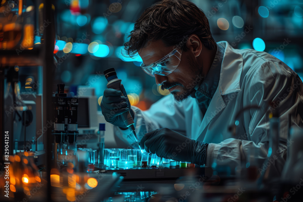 Aufkleber a scientist conducting experiments in a laboratory, unlocking the mysteries of the universe through 