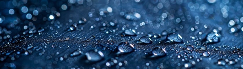 A deep blue waterproof fabric, symbolizing preparedness for stormy weather