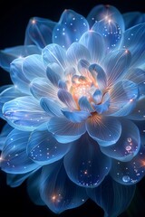 Large Blue Flower Covered With Bubbles