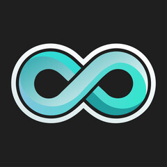 An endless blue symbol placed on a sleek black surface