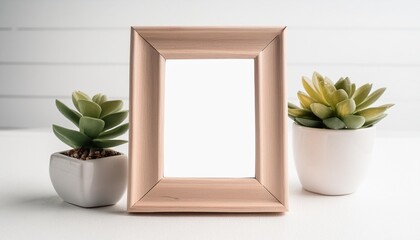 wood picture frame on white background