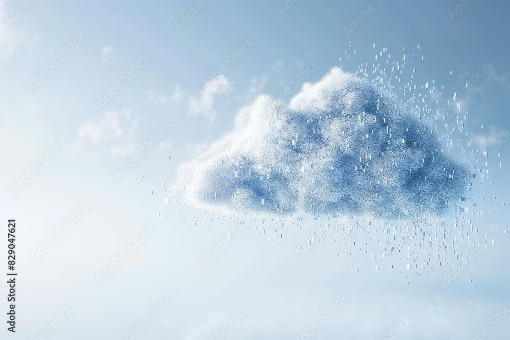Aufkleber abstract digital representation of cloud technology with a flow of data cubes, highlighting modern c