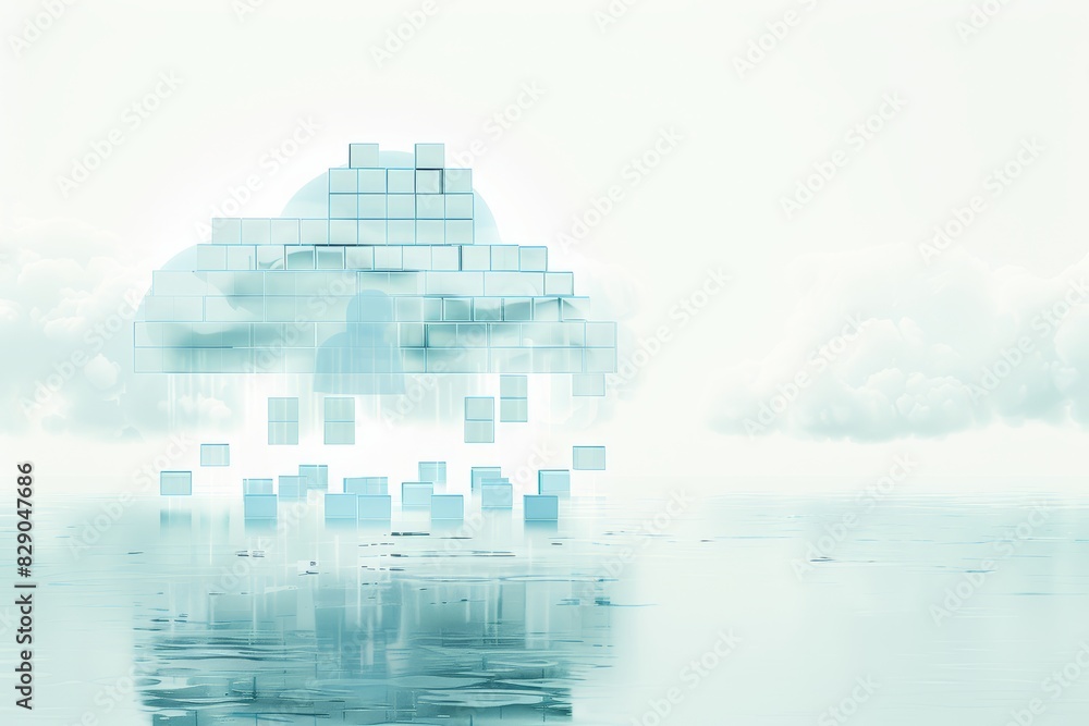 Leinwandbilder digital illustration of cloud technology with data flow, symbolizing cloud computing, online storage, and the connectivity of modern digital networks, Generative AI