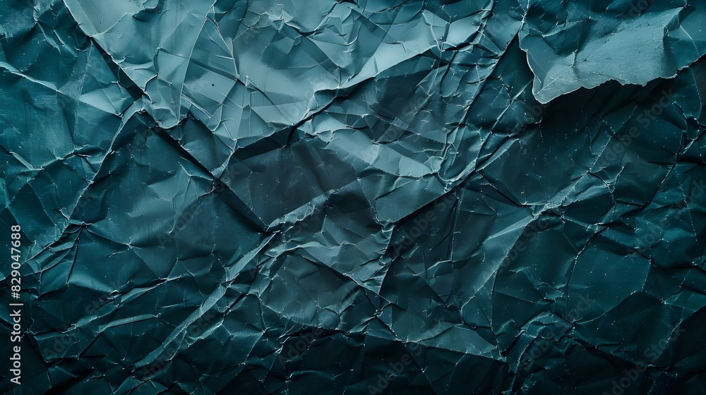 Wall mural abstract phantom blue wallpaper background. crumpled paper texture, deep ocean color