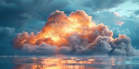 Fototapeta premium Vibrant and colorful explosion of clouds with glowing effects, creating an abstract and surreal scene that evokes imagination and fantasy, Generative AI