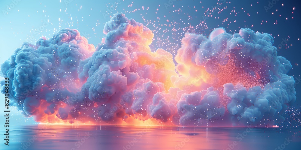 Aufkleber vibrant and colorful explosion of clouds with glowing effects, creating an abstract and surreal scen