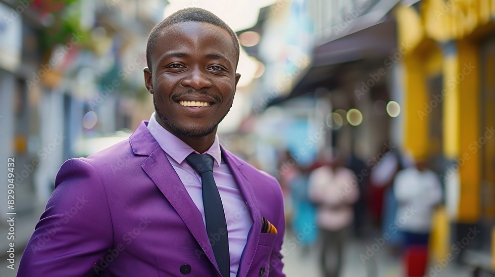 Canvas Prints African businessman, dressed in a bold purple suit