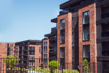 Naklejka premium Modern Brick Residential Apartment Building 