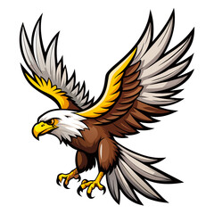 A bald eagle is soaring with impressive wings fully extended in the sky