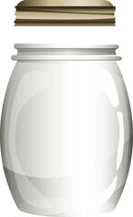 blue glass jar for savings. For juice, honey, tablets, hearts, cookies. on transparent, png. cartoon style, flat .