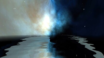 Space Universe With Stars And Galaxies reflected in water
