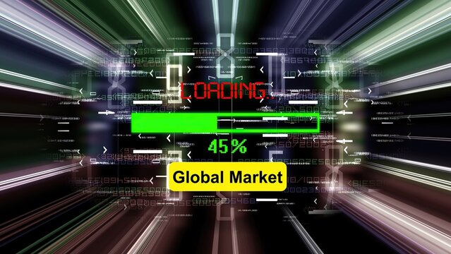 Global market loading progress bar on the screen