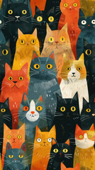 colorful cats illustration in various poses