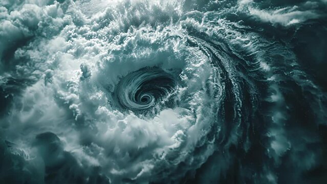 A striking image of a hurricanes eye resembling a giant whirlpool in the sky.