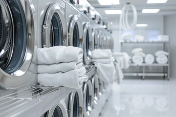 Professional laundry service providing white linens for institutions and industries
