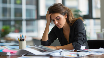 Business valuation, Financial analyst working at a desk, Natural daylight, concentrated and methodical, modern office