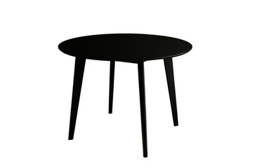 black wooden round table isolated on a white background