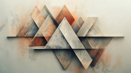 Painting featuring symmetrical arrangement of colorful triangles