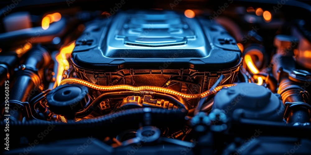 Leinwandbilder close-up of a high-tech car engine, highlighting the intricate details and advanced technology in mo