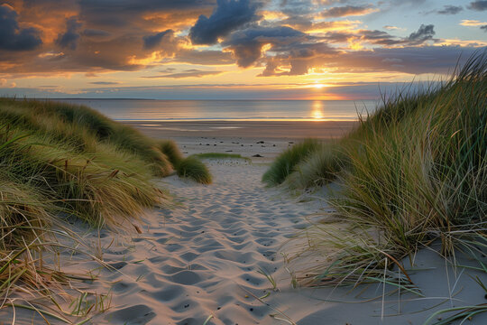 Formby sandy beach near Liverpool in England's North West Coast