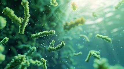 Fototapeta premium Haematococcus and Algal Extracts Haematococcus algae in a pristine underwater scene
