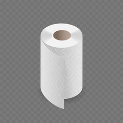 Single Roll Of Paper Towel With A Diamond Pattern, Isolated On Transparent Background. High-quality 3d Vector Mockup