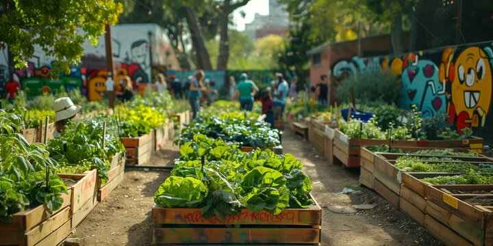 Cultivating Community: Residents Tend to Eco-Friendly Garden, generative ai