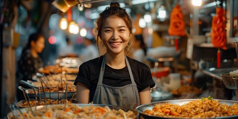 Aroma of Spices in Traditional Thai Food Market, generative ai