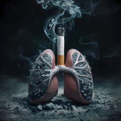 Destructive Impact of Smoking: Lit Cigarette in Human-Like Lung