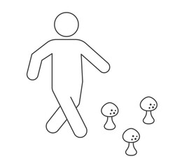 person walk and mushrooms