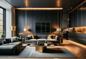 Fototapeta premium A minimalistic design idea of a modern apartment room