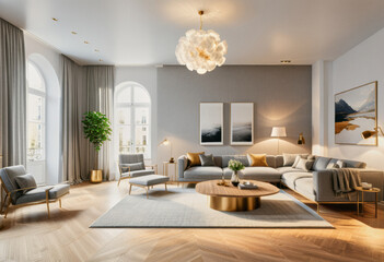 Interior design idea of a minimalistic modern apartment room