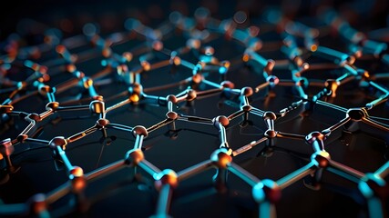 Graphene Grid: Pioneering the Next-Gen Circuitry, AI-generated image of amazing graphene circuit with futuristic technology. Weaving Graphene into Technology's Tapestry.