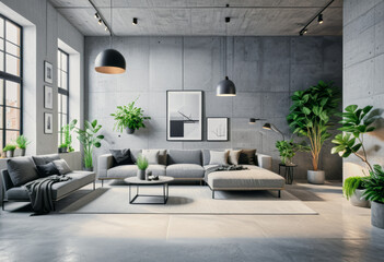 Fototapeta premium Interior design idea of a minimalistic modern apartment room